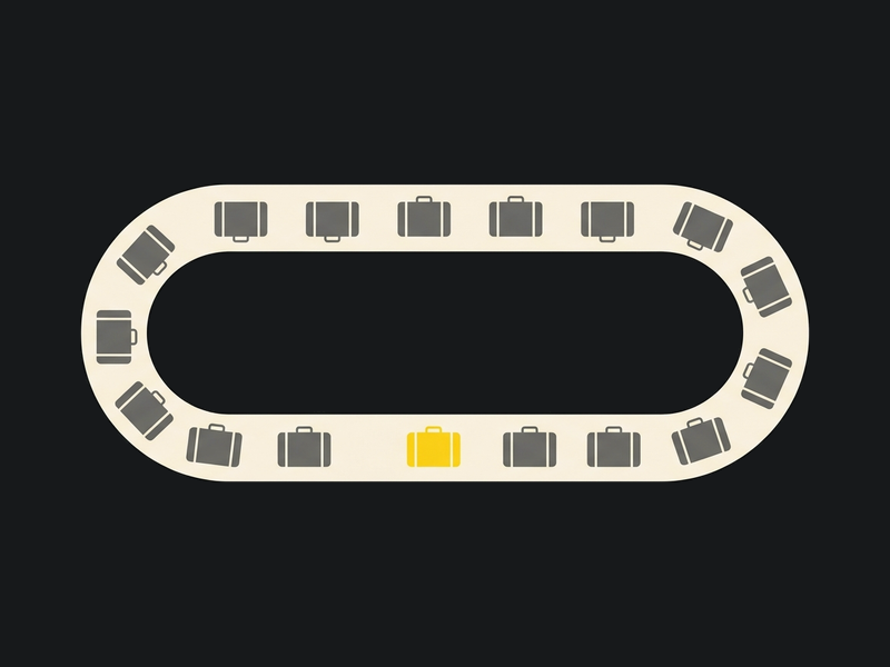 Illustration: a baggage carousel seen from above