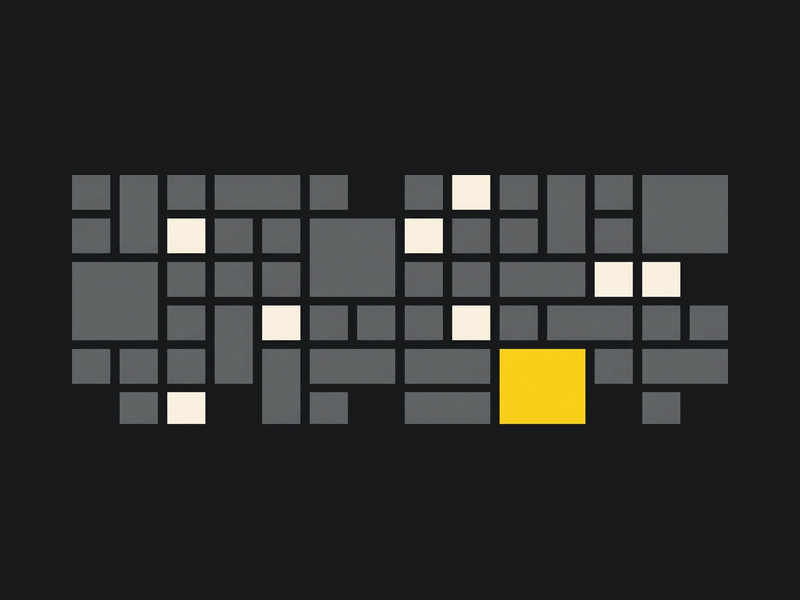 Illustration: a grid of hotel windows at night, one lit